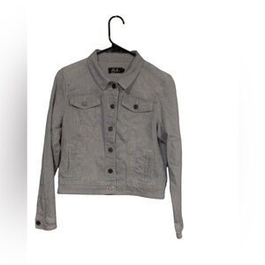 Earl Jeans Womens Denim Jacket Size S Blue Pinstriped Denim jacket